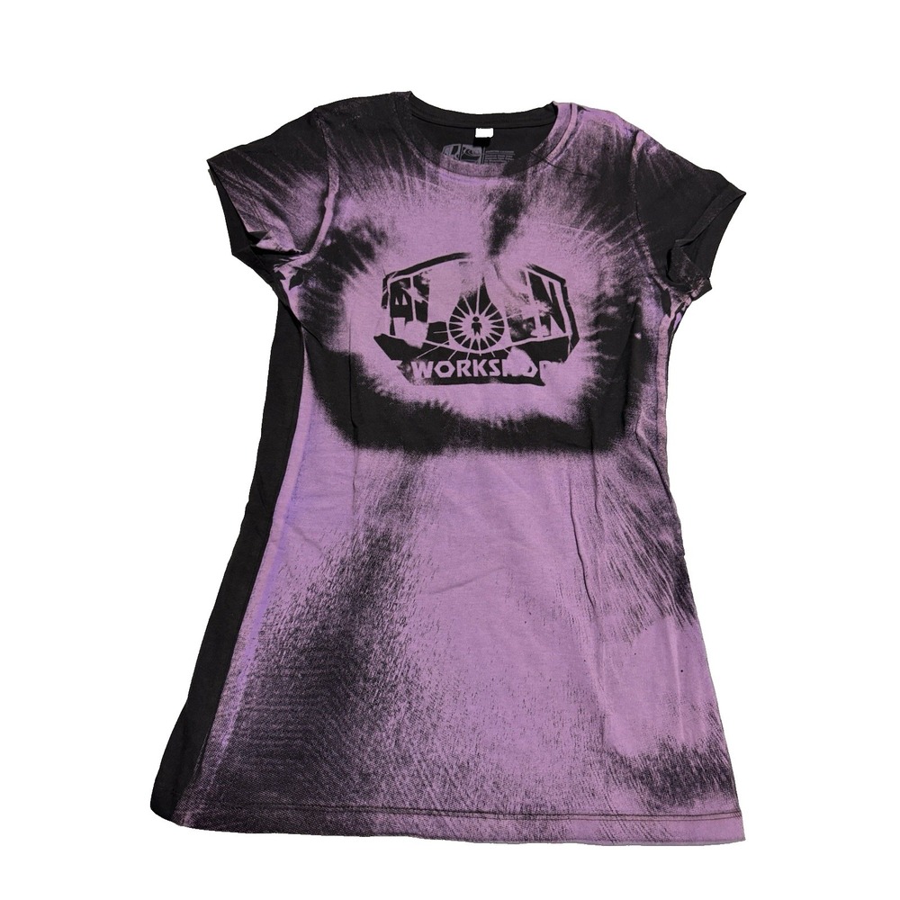 Vtg Y2K Alien Workshop Women Bleach Dye‎ Baby Tee Skate Purple Black Small USA